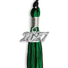 Black/Green Mixed Color Graduation Tassel with Silver Bling Charm by Wholesale Grad Supply