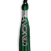Black/Green Mixed Color Graduation Tassel with Stacked Silver Date Drop by Wholesale Grad Supply
