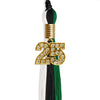Black/Green/White Graduation Tassel with Gold Bling Charm by Wholesale Grad Supply