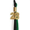 Black/Green/White Graduation Tassel with Gold Bling Charm by Wholesale Grad Supply