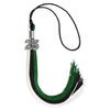 Black/Green/White Graduation Tassel with Silver Bling Charm by Wholesale Grad Supply