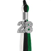 Black/Green/White Graduation Tassel with Silver Bling Charm by Wholesale Grad Supply