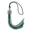 Black/Green/White Mixed Color Graduation Tassel with Silver Bling Charm by Wholesale Grad Supply