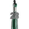 Black/Green/White Mixed Color Graduation Tassel with Silver Bling Charm by Wholesale Grad Supply