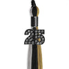 Black/Grey/Antique Gold Graduation Tassel with Black Bling Charm by Wholesale Grad Supply