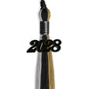 Black/Grey/Antique Gold Graduation Tassel with Black Bling Charm by Wholesale Grad Supply