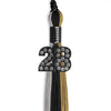 Black/Grey/Antique Gold Graduation Tassel with Black Bling Charm by Wholesale Grad Supply