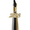 Black/Grey/Antique Gold Graduation Tassel with Gold Bling Charm by Wholesale Grad Supply