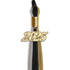 Black/Grey/Antique Gold Graduation Tassel with Gold Bling Charm by Wholesale Grad Supply