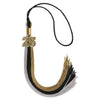 Black/Grey/Antique Gold Graduation Tassel with Gold Bling Charm by Wholesale Grad Supply