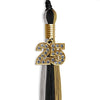 Black/Grey/Antique Gold Graduation Tassel with Gold Bling Charm by Wholesale Grad Supply