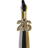Black/Grey/Antique Gold Graduation Tassel with Gold Bling Charm by Wholesale Grad Supply