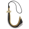 Black/Grey/Antique Gold Graduation Tassel with Gold Bling Charm by Wholesale Grad Supply