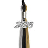 Black/Grey/Antique Gold Graduation Tassel with Silver Bling Charm by Wholesale Grad Supply