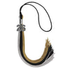 Black/Grey/Antique Gold Graduation Tassel with Silver Bling Charm by Wholesale Grad Supply