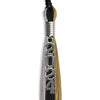 Black/Grey/Antique Gold Graduation Tassel with Silver Stacked Date Drop by Wholesale Grad Supply