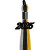 Black/Grey/Gold Graduation Tassel with Black Bling Charm by Wholesale Grad Supply