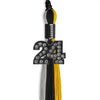 Black/Grey/Gold Graduation Tassel with Black Bling Charm by Wholesale Grad Supply