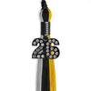 Black/Grey/Gold Graduation Tassel with Black Bling Charm by Wholesale Grad Supply