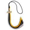 Black/Grey/Gold Graduation Tassel with Gold Bling Charm by Wholesale Grad Supply
