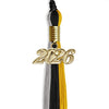 Black/Grey/Gold Graduation Tassel with Gold Bling Charm by Wholesale Grad Supply