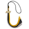 Black/Grey/Gold Graduation Tassel with Gold Bling Charm by Wholesale Grad Supply