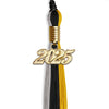 Black/Grey/Gold Graduation Tassel with Gold Bling Charm by Wholesale Grad Supply