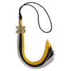 Black/Grey/Gold Graduation Tassel with Gold Bling Charm by Wholesale Grad Supply