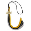 Black/Grey/Gold Graduation Tassel with Gold Bling Charm by Wholesale Grad Supply