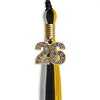 Black/Grey/Gold Graduation Tassel with Gold Bling Charm by Wholesale Grad Supply
