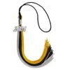 Black/Grey/Gold Graduation Tassel with Silver Bling Charm by Wholesale Grad Supply