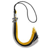 Black/Grey/Gold Graduation Tassel with Silver Bling Charm by Wholesale Grad Supply