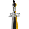 Black/Grey/Gold Graduation Tassel with Silver Bling Charm by Wholesale Grad Supply