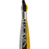 Black/Grey/Gold Graduation Tassel with Silver Stacked Date Drop by Wholesale Grad Supply
