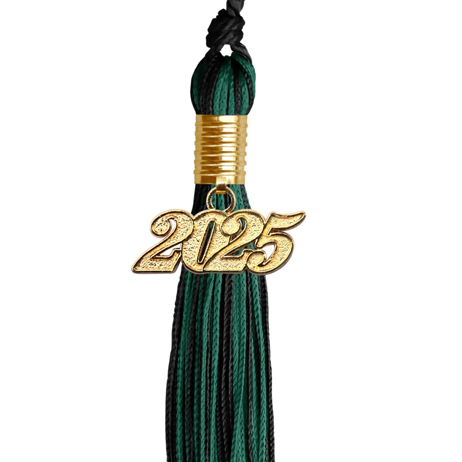 Black/Hunter Green Mixed Color Graduation Tassel with Gold Bling Charm by Wholesale Grad Supply
