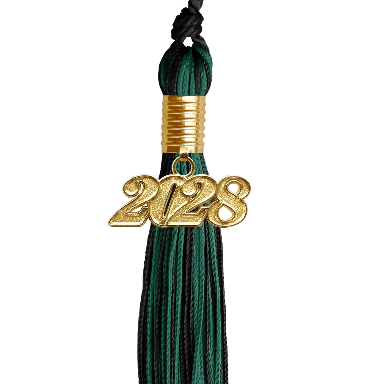 Black/Hunter Green Mixed Color Graduation Tassel with Gold Bling Charm by Wholesale Grad Supply