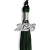 Black/Hunter Green Mixed Color Graduation Tassel with Silver Bling Charm by Wholesale Grad Supply
