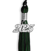 Black/Hunter Green Mixed Color Graduation Tassel with Silver Bling Charm by Wholesale Grad Supply