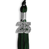 Black/Hunter Green Mixed Color Graduation Tassel with Silver Bling Charm by Wholesale Grad Supply