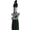 Black/Hunter Green Mixed Color Graduation Tassel with Silver Bling Charm by Wholesale Grad Supply