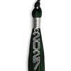 Black/Hunter Green Mixed Color Graduation Tassel with Stacked Silver Date Drop by Wholesale Grad Supply
