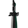 Black/Hunter Green/Silver Graduation Tassel with Black Bling Charm by Wholesale Grad Supply