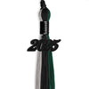 Black/Hunter Green/Silver Graduation Tassel with Black Bling Charm by Wholesale Grad Supply