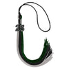 Black/Hunter Green/Silver Graduation Tassel with Black Bling Charm by Wholesale Grad Supply