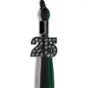 Black/Hunter Green/Silver Graduation Tassel with Black Bling Charm by Wholesale Grad Supply