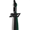 Black/Hunter Green/Silver Graduation Tassel with Black Bling Charm by Wholesale Grad Supply