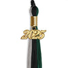 Black/Hunter Green/Silver Graduation Tassel with Gold Bling Charm by Wholesale Grad Supply