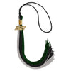 Black/Hunter Green/Silver Graduation Tassel with Gold Bling Charm by Wholesale Grad Supply