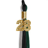 Black/Hunter Green/Silver Graduation Tassel with Gold Bling Charm by Wholesale Grad Supply