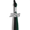 Black/Hunter Green/Silver Graduation Tassel with Silver Bling Charm by Wholesale Grad Supply
